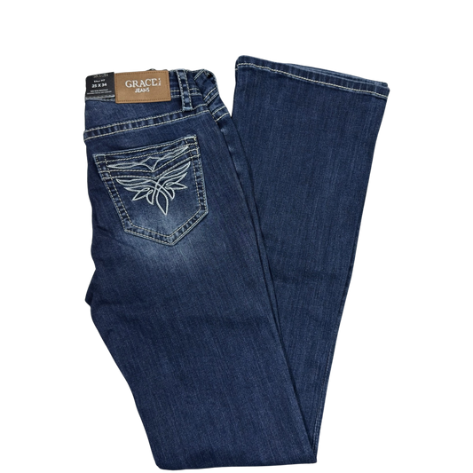 Grace in LA Women's Easy Fit Mid Rise Boot Cut Jeans
