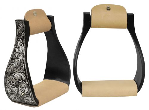 Showman Black Aluminum Engraved Stirrups