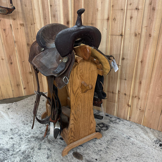 Used R Bar B Flex Barrel Saddle, 15" Seat