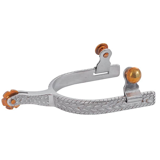 Diamond R Men's Stainless Engraved Roper Spurs