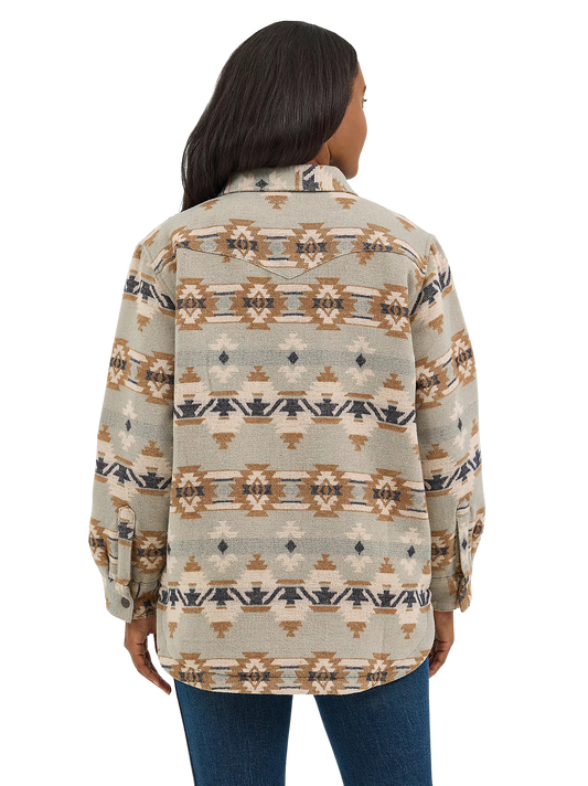 Wrangler Women's Quilt Lined Pale Green Jacquard Shacket