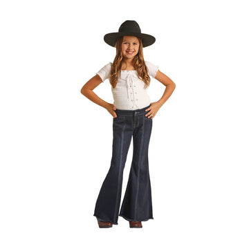 Rock & Roll Girl's Button Bell Bottom Jeans