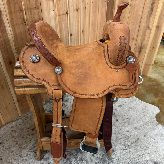 R Bar B Barrel Saddle, 15" Seat