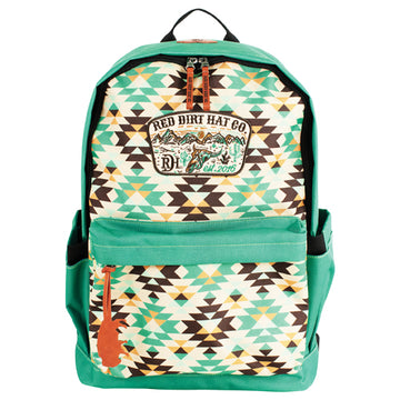 Red Dirt Hat Co. Turquoise Aztec Design with Patch Backpack