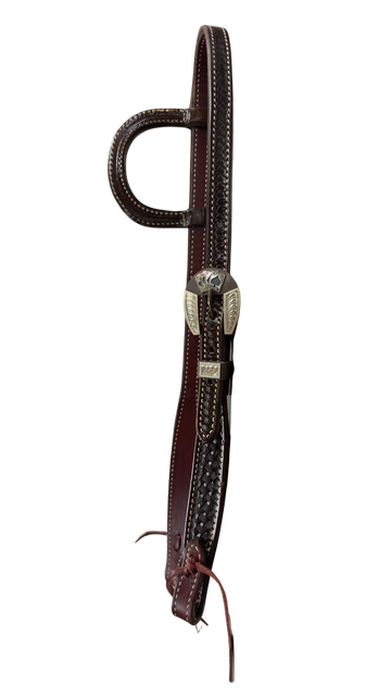 Scott Thomas Single Ear Vintage Basket Stamp Headstall with Aces Buckle
