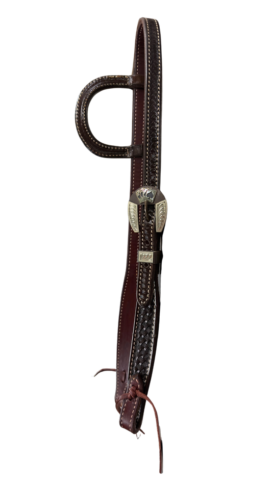 Scott Thomas Single Ear Vintage Basket Stamp Headstall with Aces Buckle