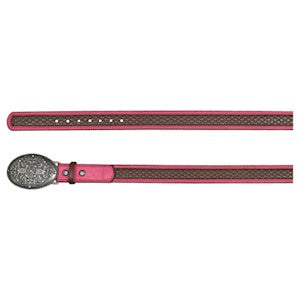 Catchfly Girl's Belt Tooled Pattern w/Pink Trim
