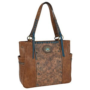 Justin Brown w/Tooling Pattern Accents Tote