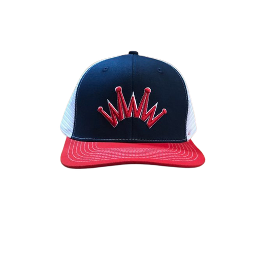 Best Ever Navy Red Flat Brim Puff Crown Ball Cap