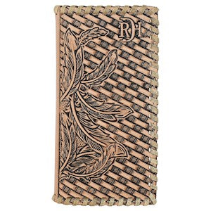 Red Dirt Junior Rodeo Wallet Vachetta Leather w/Basketweave Tooling