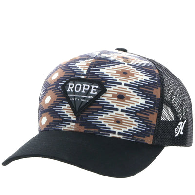 Hooey "Rope Like A Girl" Cream/Tan/Black Azteck Pattern Hat