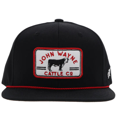 Hooey "John Wayne" Black w/Red & White Patch Hat