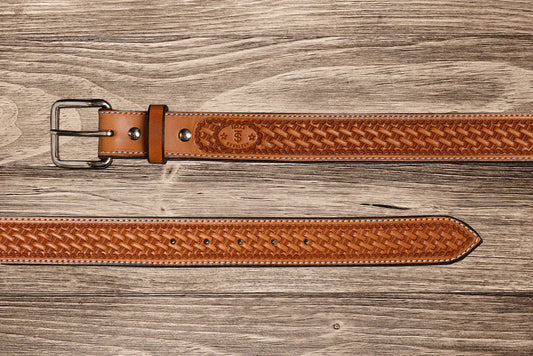 Texas Saddlery Men's Natural Basket Belt