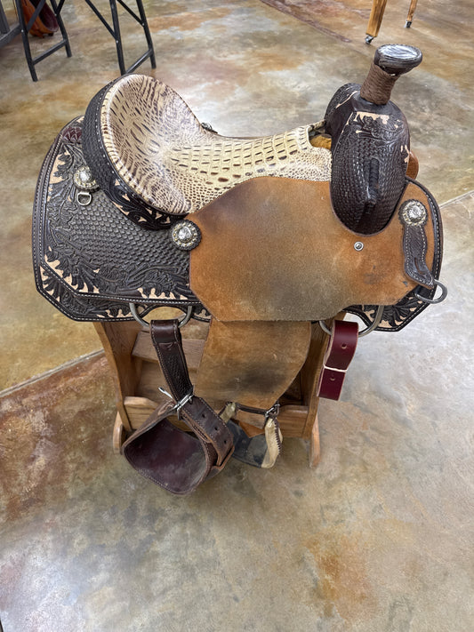 Used Sloan Team Roper Saddle, 14.5" Seat