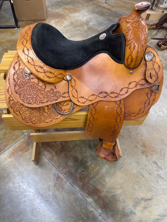 Used Rocking R Saddlery Reiner Saddle, 16" Seat