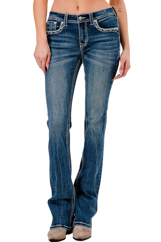 Grace in LA Women's White Longhorn Bootcut Jeans