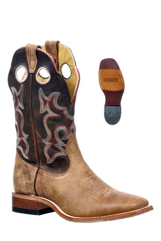 Boulet Men's Wide Square Toe Stockman Heel Boots