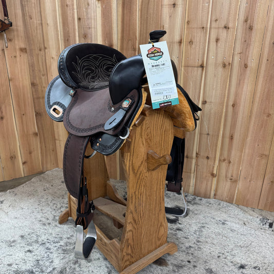 High Horse Alice Chocolate Suede Barrel Saddle, 14-1/2", Wide