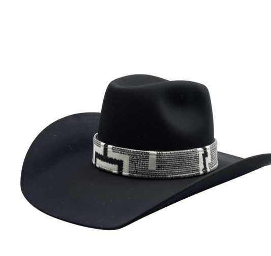 Southwest Grey, Black, & White Wool Hat Band