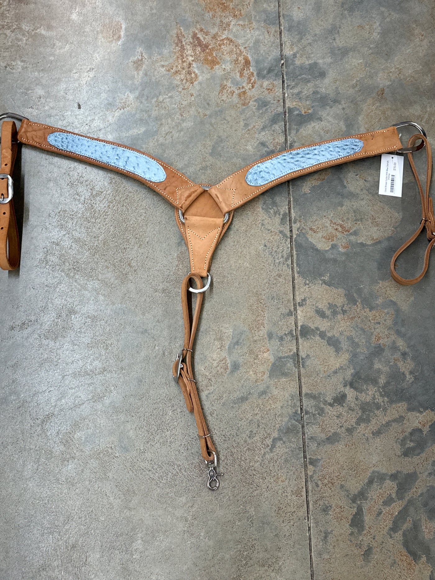 Used Breast Collar With Blue Ostrich Overlay