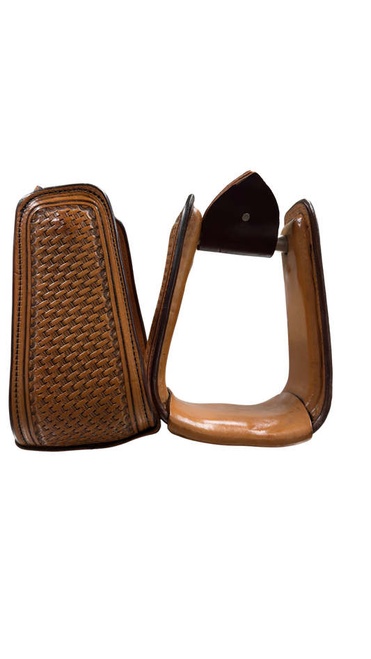 Leather Covered Deep Roper Stirrups