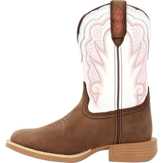 Durango Lil' Rebel Pro Little Kid's Trail Brown & White Western Boot