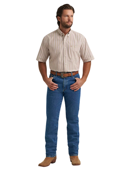 Wrangler Men's George Straight Sand Stripes Short Sleeve Button-Down Shirt