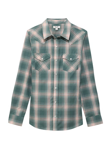 Wrangler Retro Women's Green Plaid Essential Snap Shirt