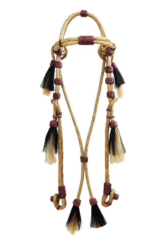 Rawhide Browband Headstall (Red Knots)