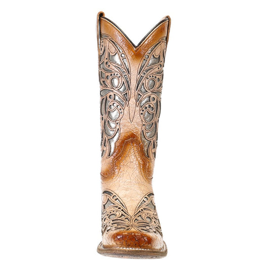 Corral Girl's Shiny Inlay Square Toe Western Boots