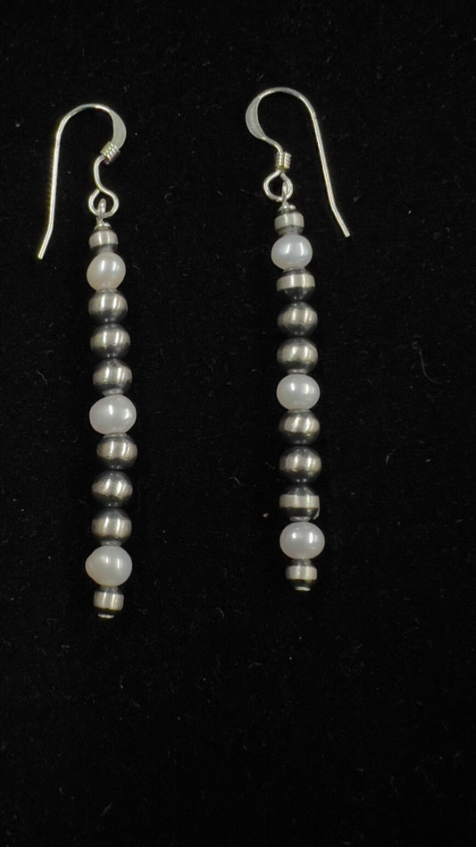 Navajo and Freshwater Pearl Dangle Earrings