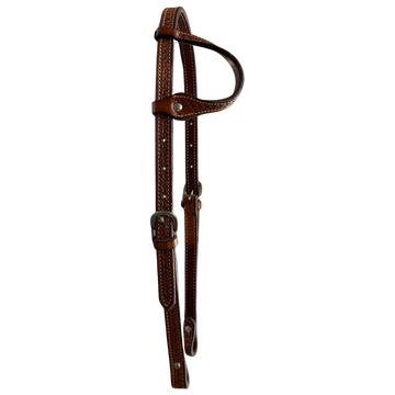 Scott Thomas One Ear Rope Basketweave Stamped Leather Headstall