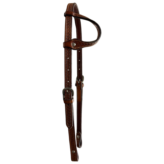 Scott Thomas One Ear Rope Basketweave Stamped Leather Headstall