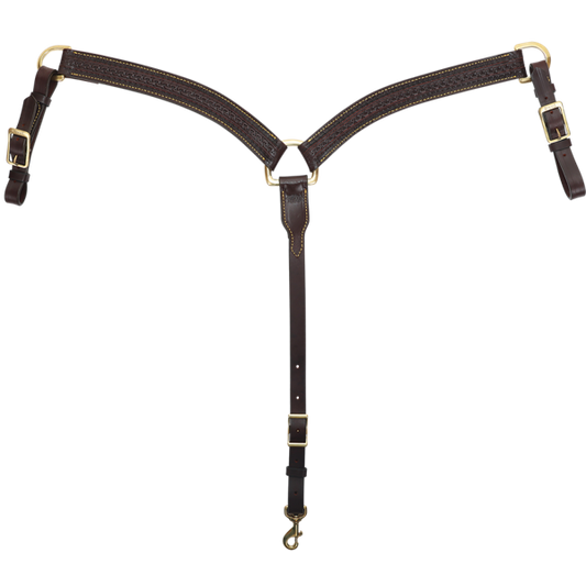 Tucker Heritage Cheyenne Contoured Chestnut Leather Breastcollar w/Gold Stitching