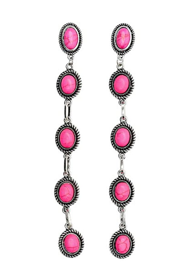 West & Co. Pink 5 Stone Drop Earrings