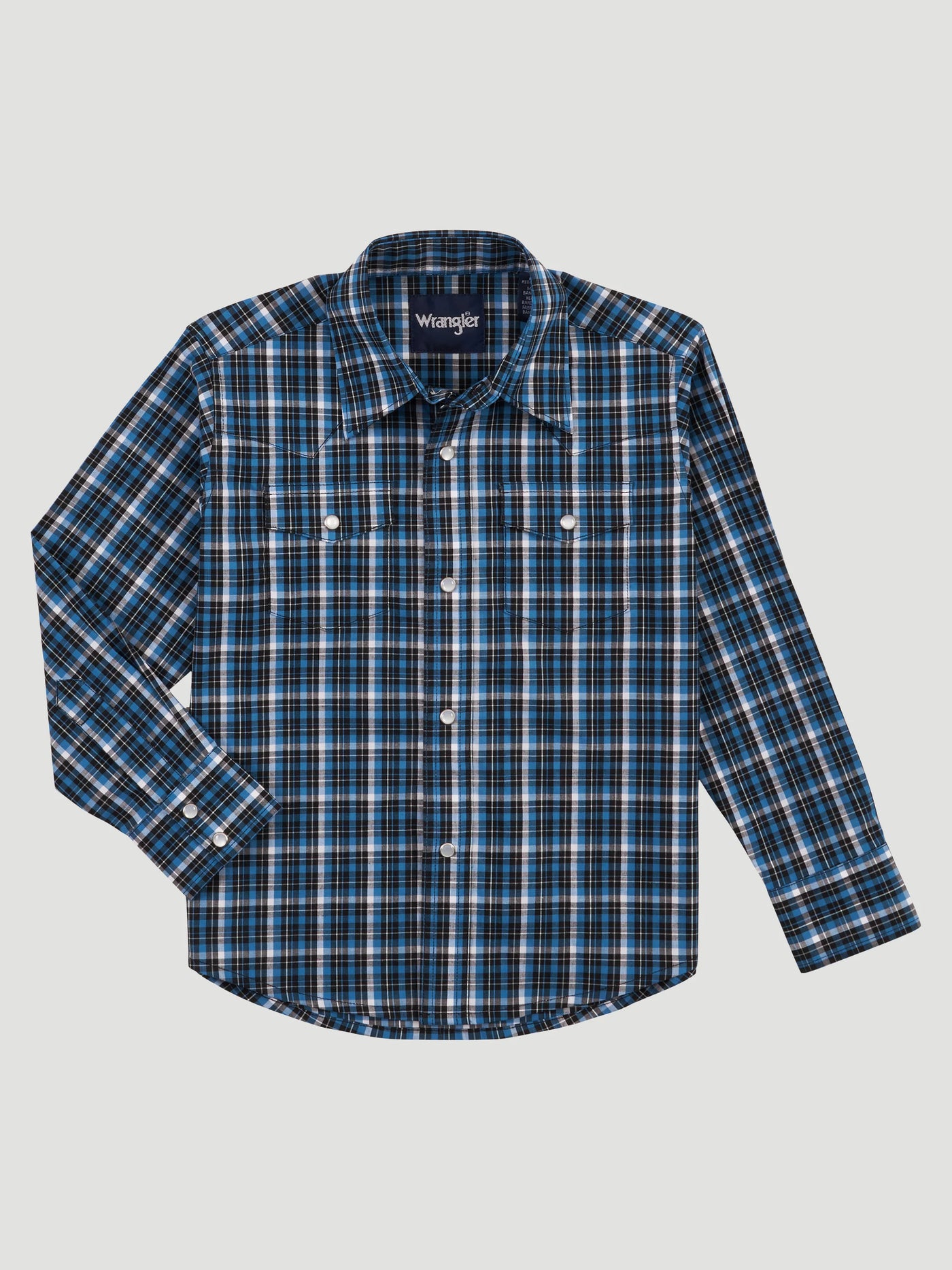 Wrangler Boy's Blue Plaid Snap Shirt