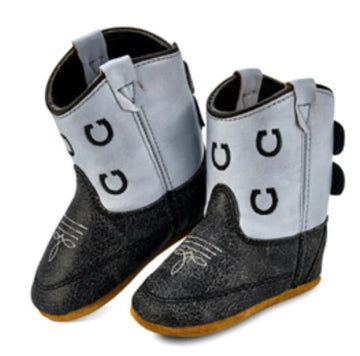 Old West Stone Gray Infant Poppets with Embroidered Horseshoes