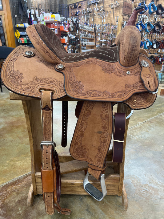 R Bar B Barrel Saddle, 15" Seat