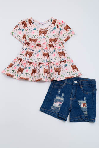 Clover Cottage Highland Floral Girls Set