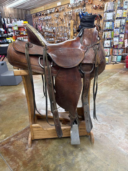 Used Wade Style Ranch Saddle, 16" Seat