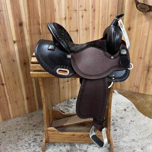 High Horse Alice Chocolate Suede Barrel Saddle, 14-1/2", Wide