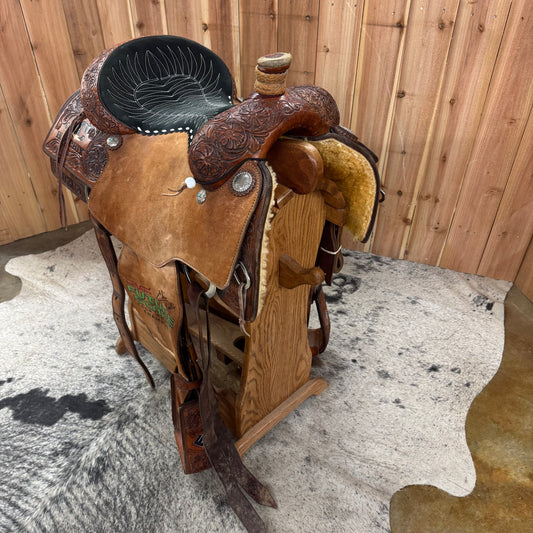 Used Elite Custom Calf Roper Saddle, 14" Seat