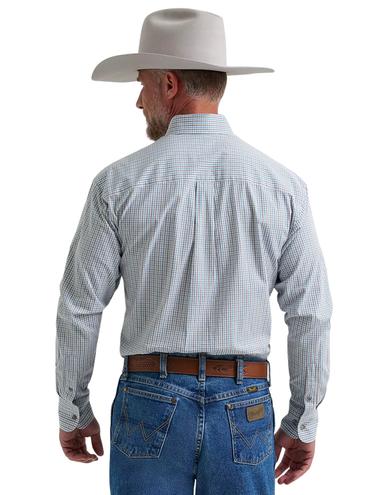 Wrangler Men's George Strait Long Sleeve Button Down Plaid Charcoal Shirt