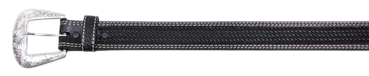 Cowboy Chrome Men's Black Belt with Basket Tooling