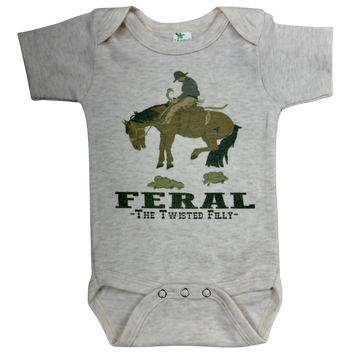 "Feral -The Twisted Filly" Infant Short Sleeve Oatmeal Onesie