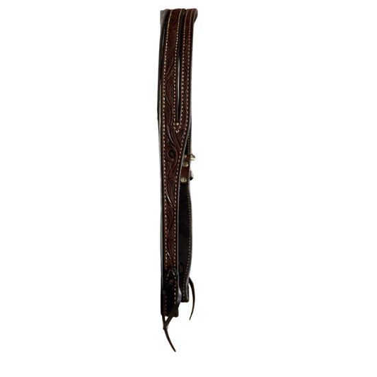 Scott Thomas Floral Stamped Dark Oiled Leather Slit Ear Headstall