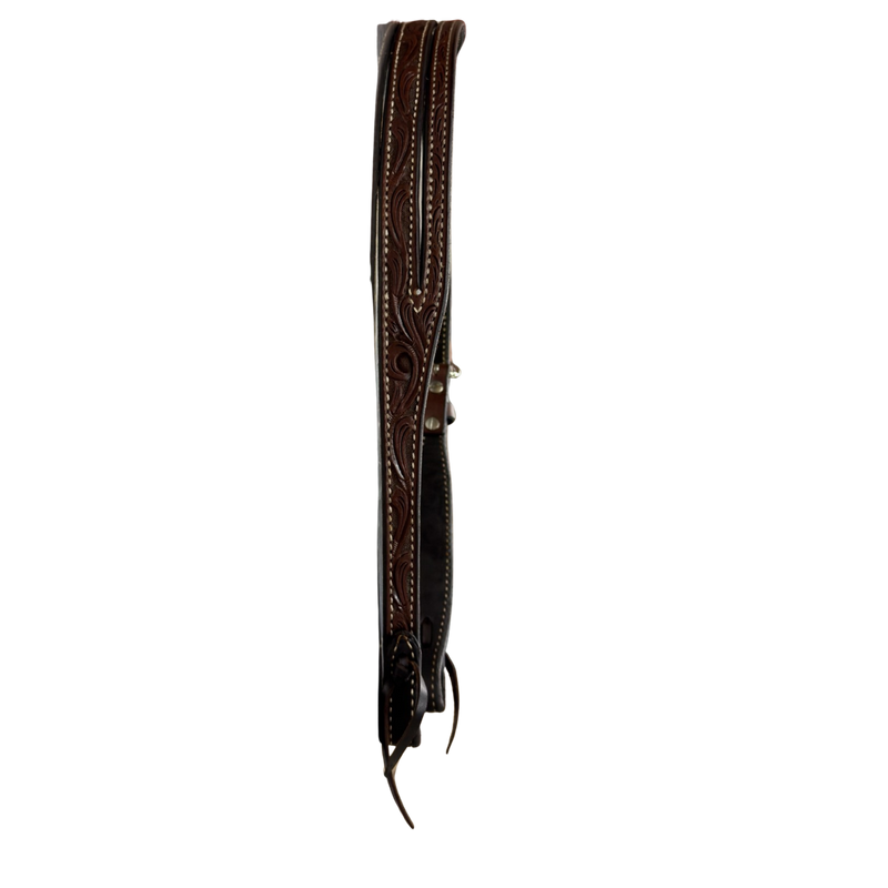Scott Thomas Floral Stamped Dark Oiled Leather Slit Ear Headstall