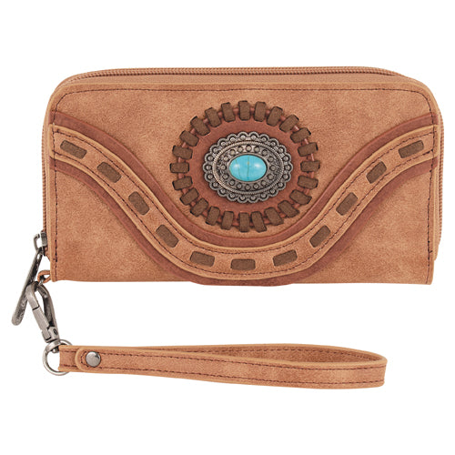 Justin Ladies Wallet with Concho and Buck Stitch