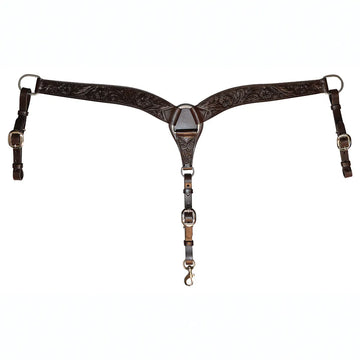 Circle Y Contoured Walnut Classic Floral Breast Collar