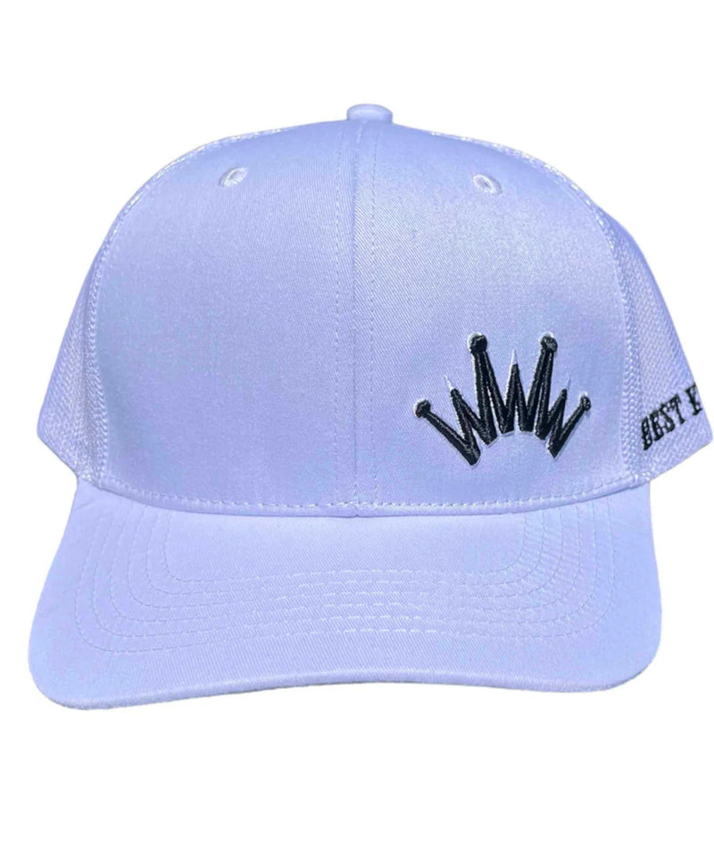 Best Ever White Trucker Ball Cap w/Puff Crown